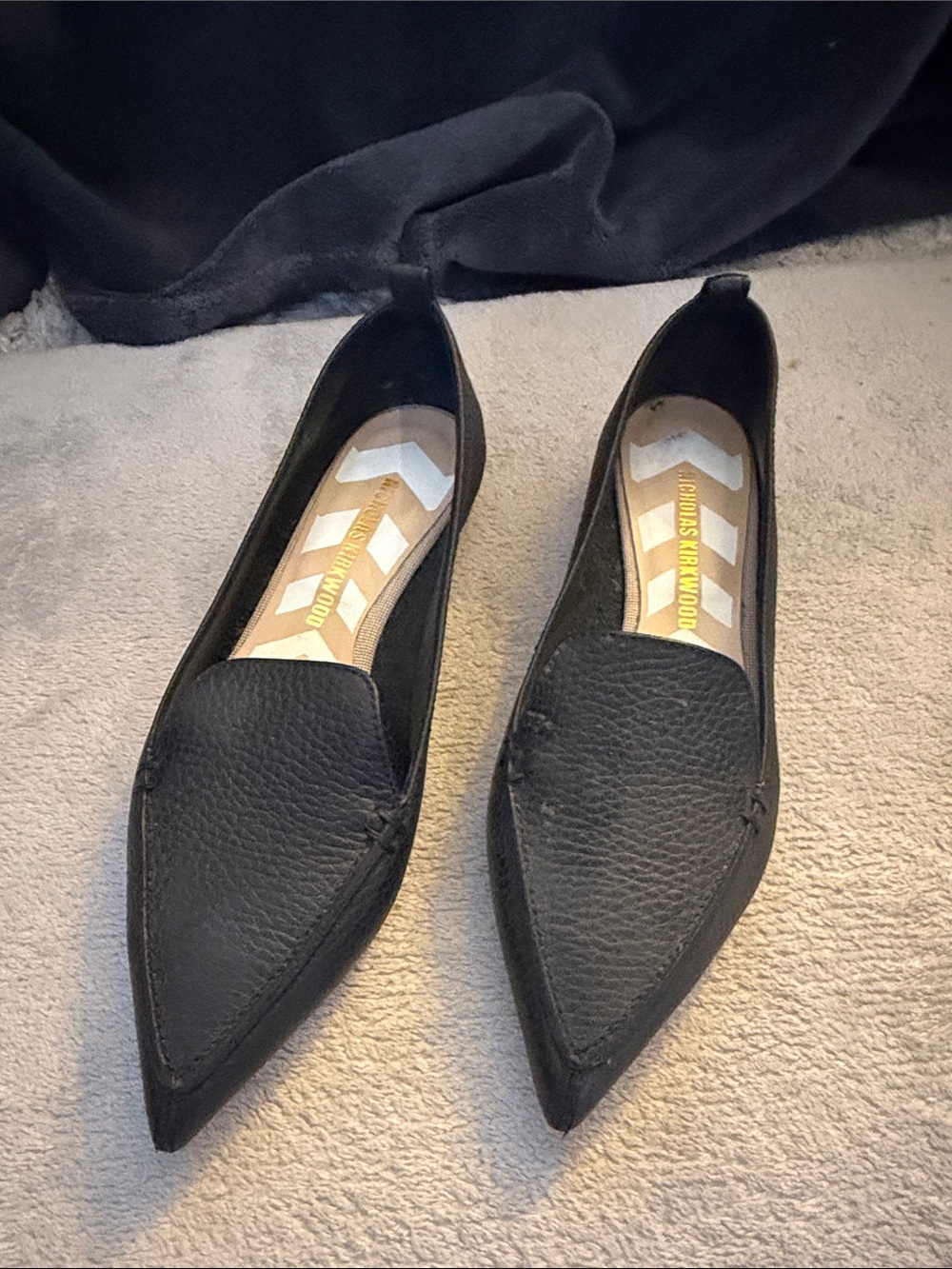 Nicholas Kirkwood Black Pointed Leather Flats